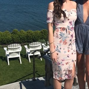 Floral off the shoulder midi dress